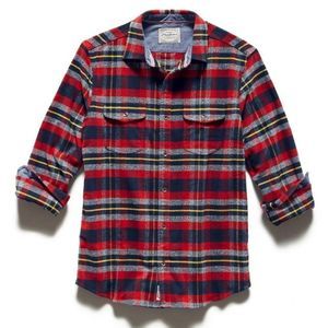 NWT FLAG & ANTHEM Ames Pocket Flannel Long Sleeve Button Up Plaid Red Size S